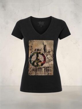 California Vintage Peace Sign Graphic Tee Made in USA Y2K Grunge Boho Medium